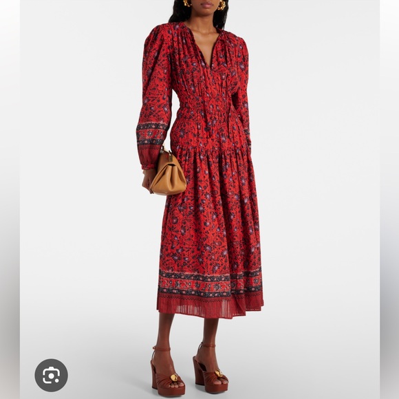 Ulla Johnson Crimson Floral Cotton-Blend Dress - Picture 2 of 12